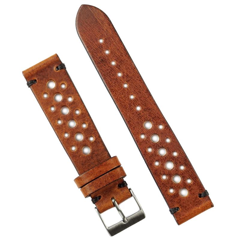 Mm Cognac Classic Vintage Racing Leather Watch Strap B R Bands