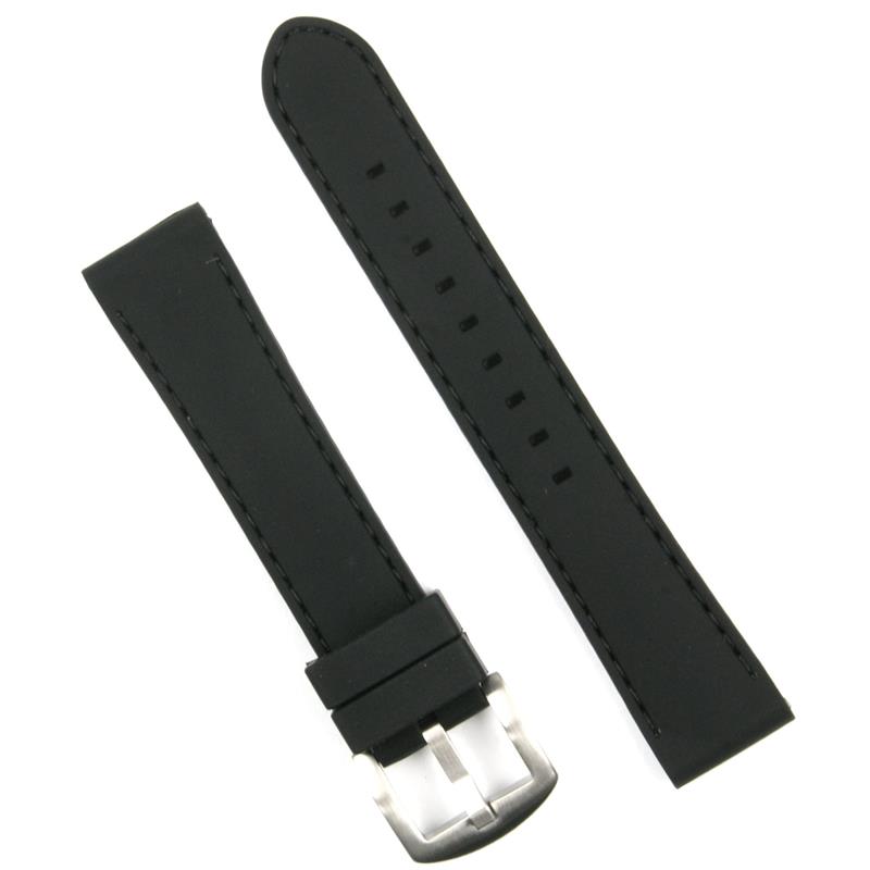 20mm Black Silicone Watch Band Black Stitch B And R Bands 