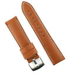  22mm Dark Brown Genuine Leather Watchband  Heavy Grain, Medium  Padded Replacement Wrist Watchstrap with Creamy White Stitches that brings  New Life to Any Watch (Mens Length) : Clothing, Shoes 